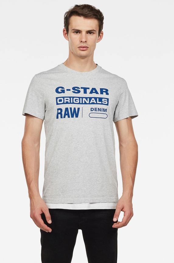 G-Star - T-shirt D14143.336.A302 nadruk szary D14143.336.A302