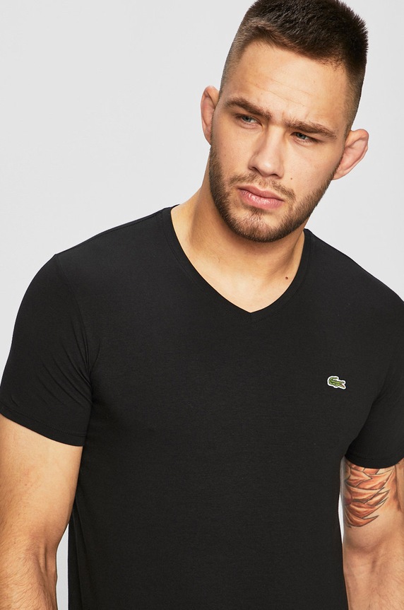 Lacoste - T-shirt elasztánnal fekete TH0999