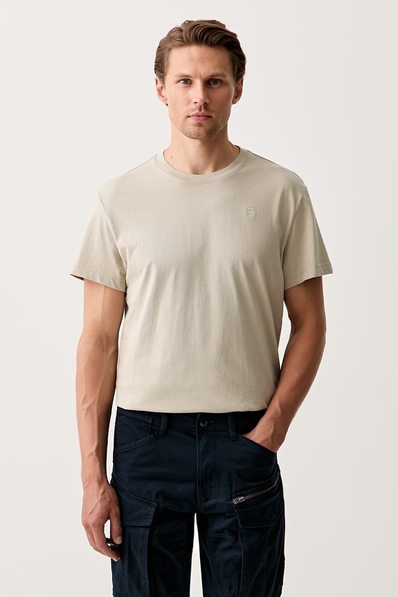 G-Star T-shirt męski bawełniany Base-s beżowy D16411.336