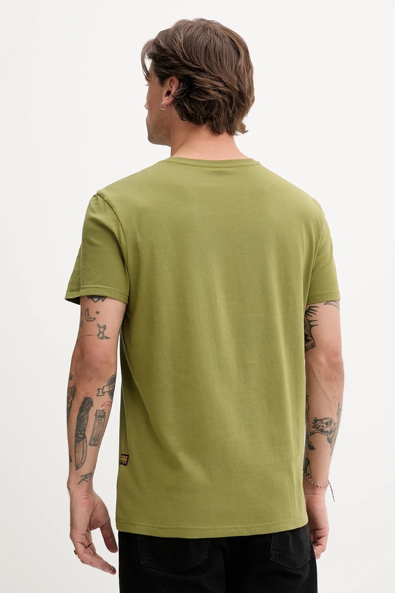 Ρούχα Βαμβακερό μπλουζάκι G-Star Raw D16411.336 πράσινο
