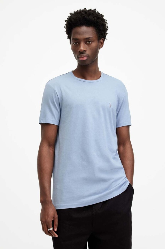 AllSaints tricou TONIC SS CREW uni albastru MD109E