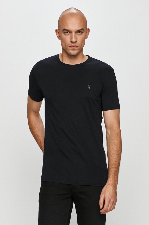 AllSaints - Tričko Tonic SS Crew hladký černá MD109E