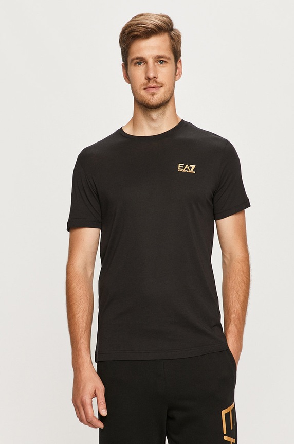 Bavlněné tričko EA7 Emporio Armani hladký černá 8NPT51.PJM9Z