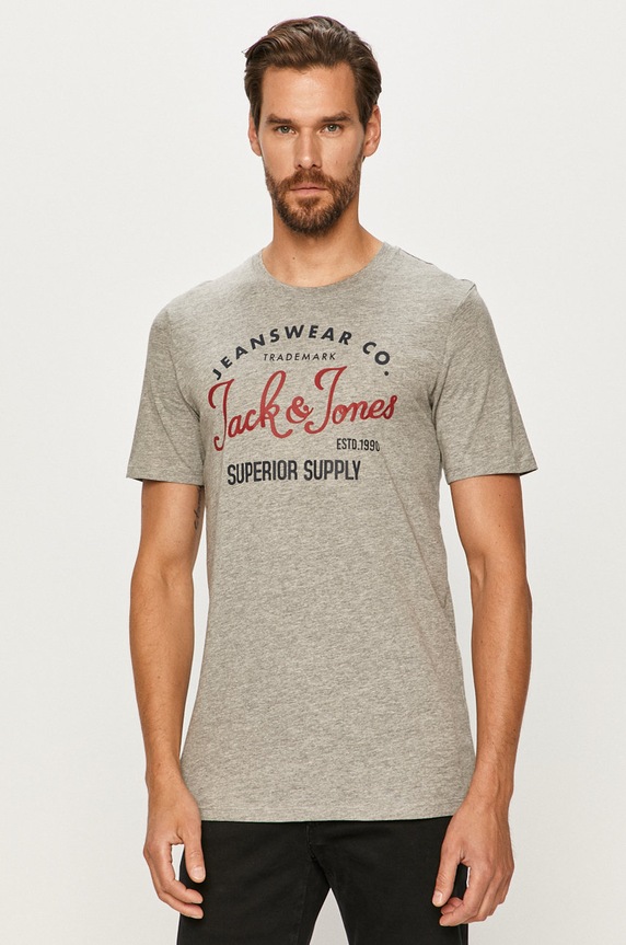 Jack & Jones - T-shirt nadruk szary 12164848