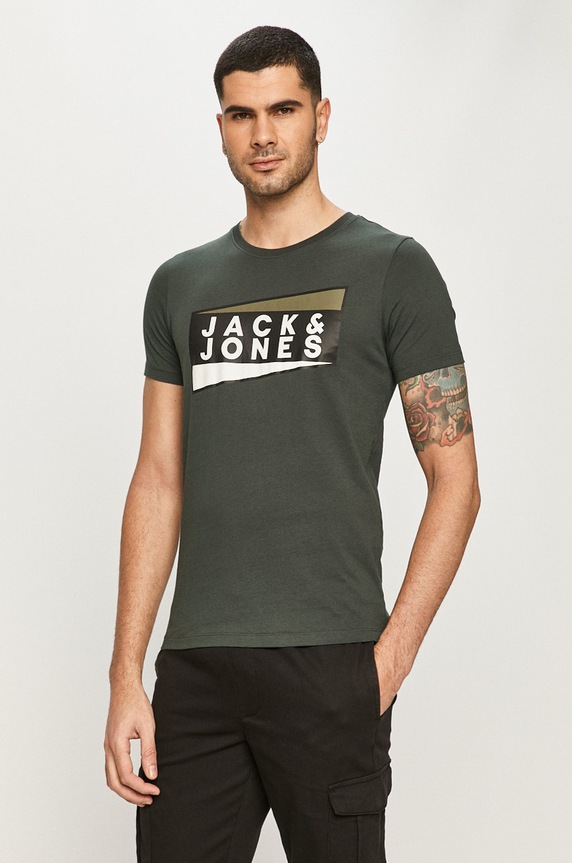 Jack & Jones - T-shirt nadruk zielony 12172246