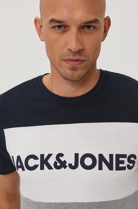 Jack & Jones - T-shirt nadruk granatowy 12173968