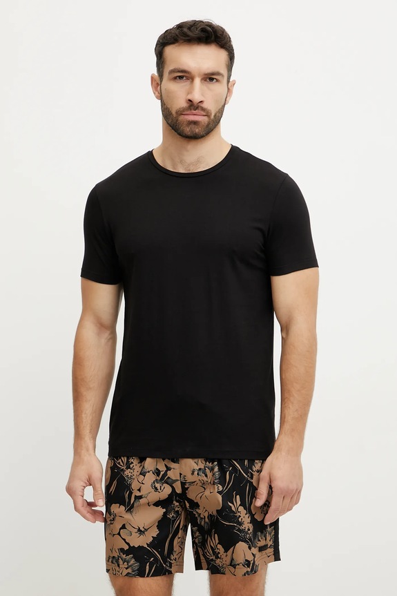 HUGO - T-shirt (2-pack) HUGO-Round z elastanem czarny 50325440.NOS