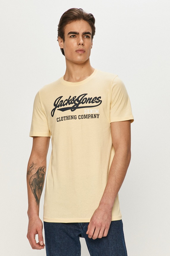 Jack & Jones - T-shirt nadruk żółty 12180867