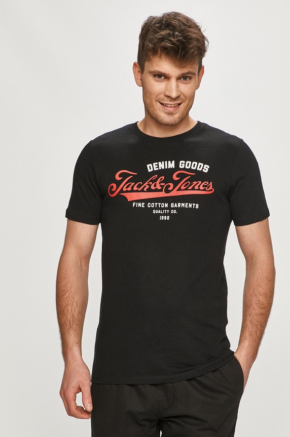 Jack & Jones - T-shirt nadruk czarny 12180867