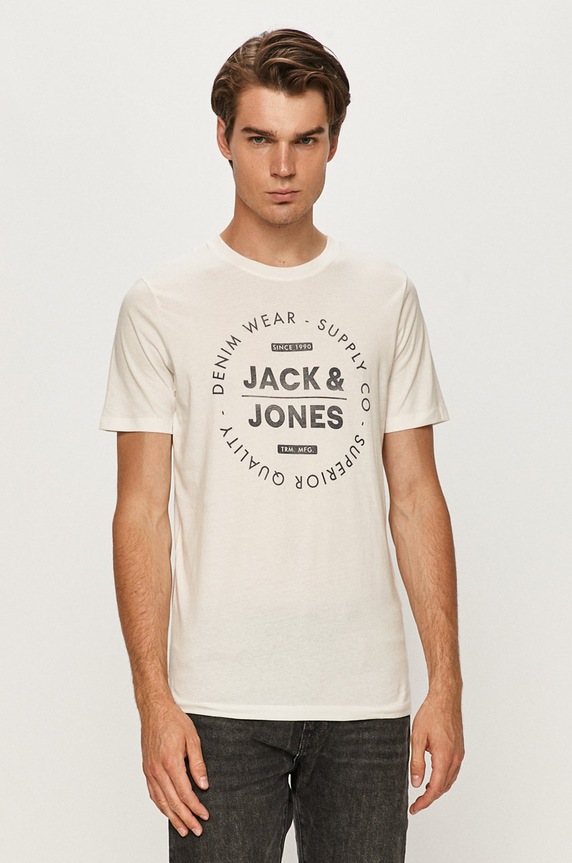 Jack & Jones - Tričko potisk béžová 12177533