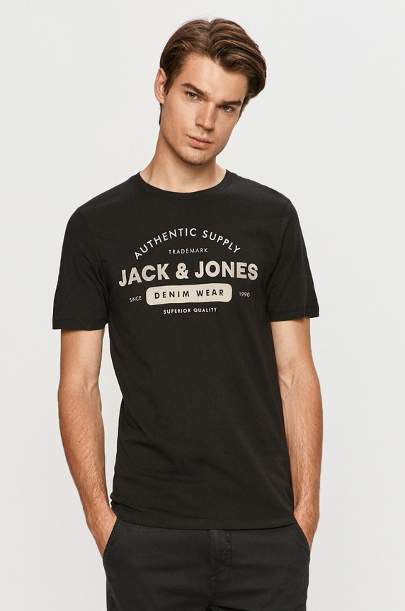Jack & Jones - T-shirt nadruk czarny 12177533
