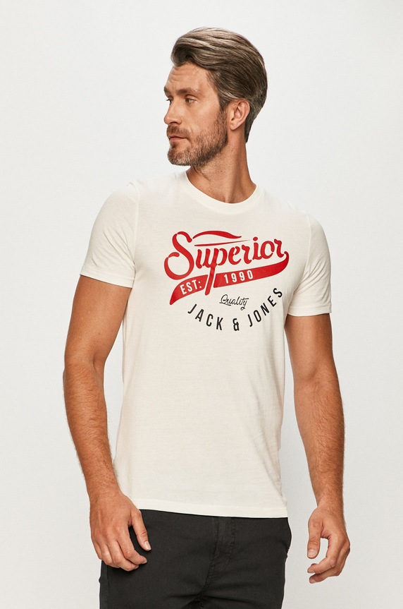 Jack & Jones - Tričko potlač biela 12172368