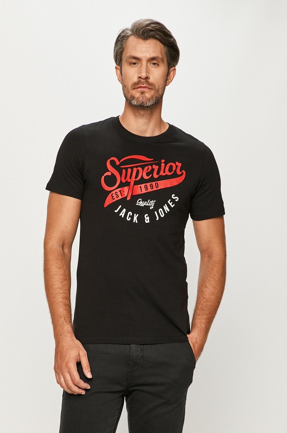 Jack & Jones - Tričko potlač čierna 12172368