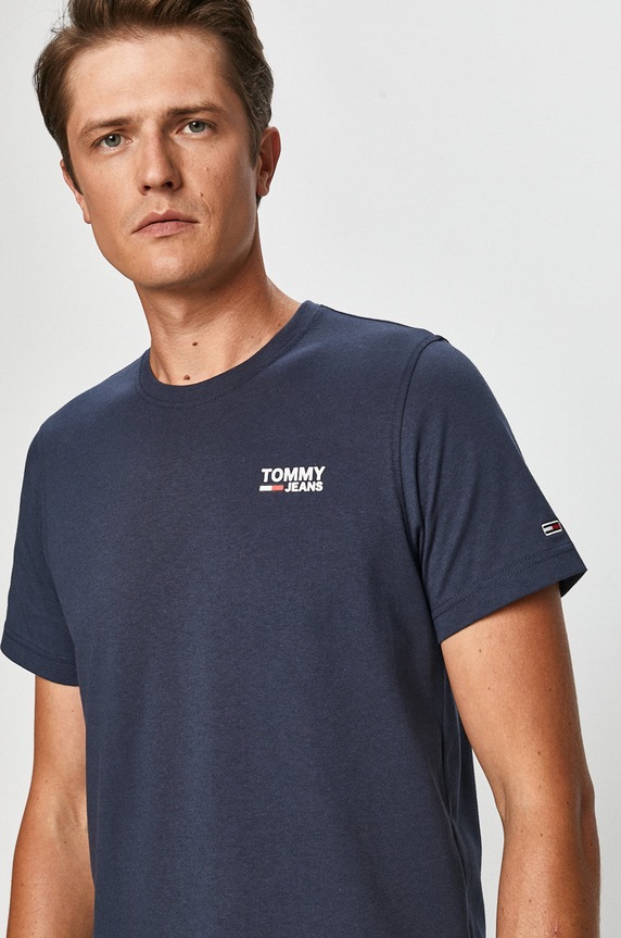 Tommy Jeans - T-shirt DM0DM09588.NOS bawełna granatowy DM0DM09588.NOS
