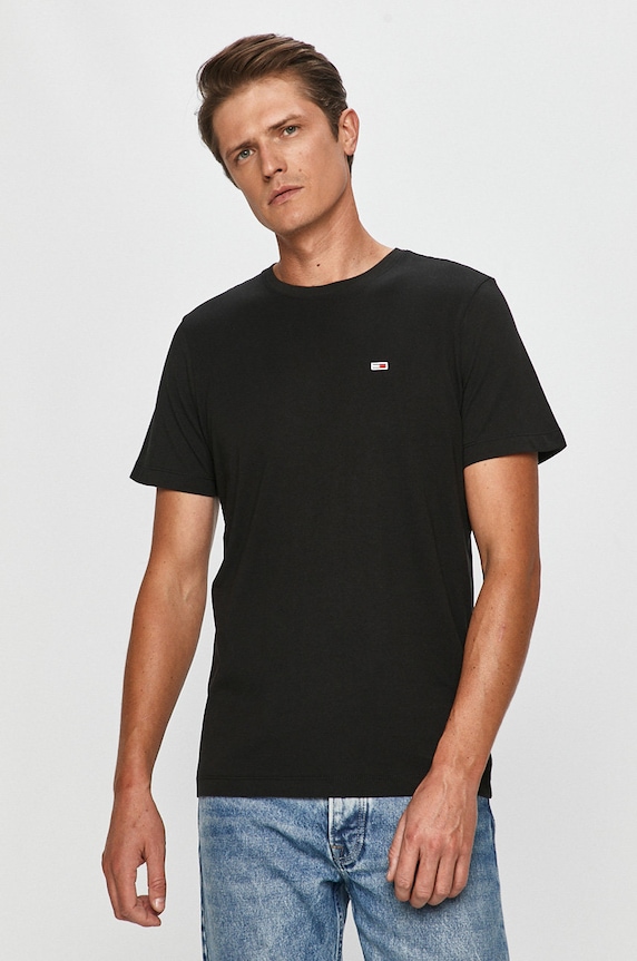 Tommy Jeans - T-shirt pamut fekete DM0DM09598.NOS