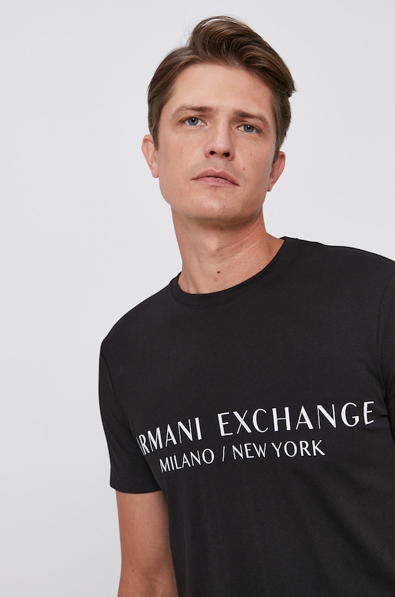 Armani Exchange t-shirt pamut fekete 8NZT72.Z8H4Z