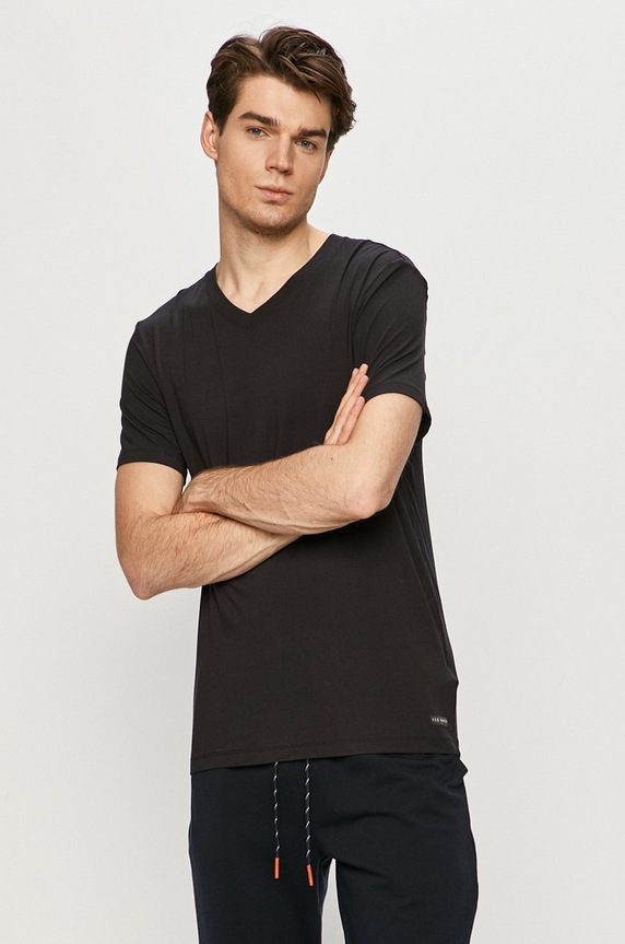 Ted Baker - Μπλουζάκι πιτζάμας (2-pack) πλεκτό ύφασμα μαύρο 170739