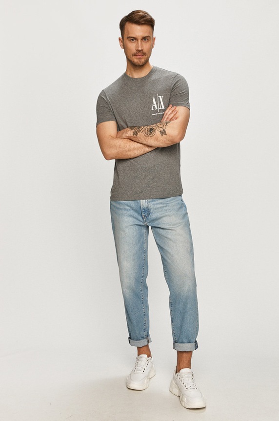 Armani Exchange – T-shirt nadruk szary 8NZTPH.ZJH4Z