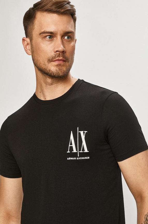 Majica Armani Exchange pamuk crna 8NZTPH.ZJH4Z
