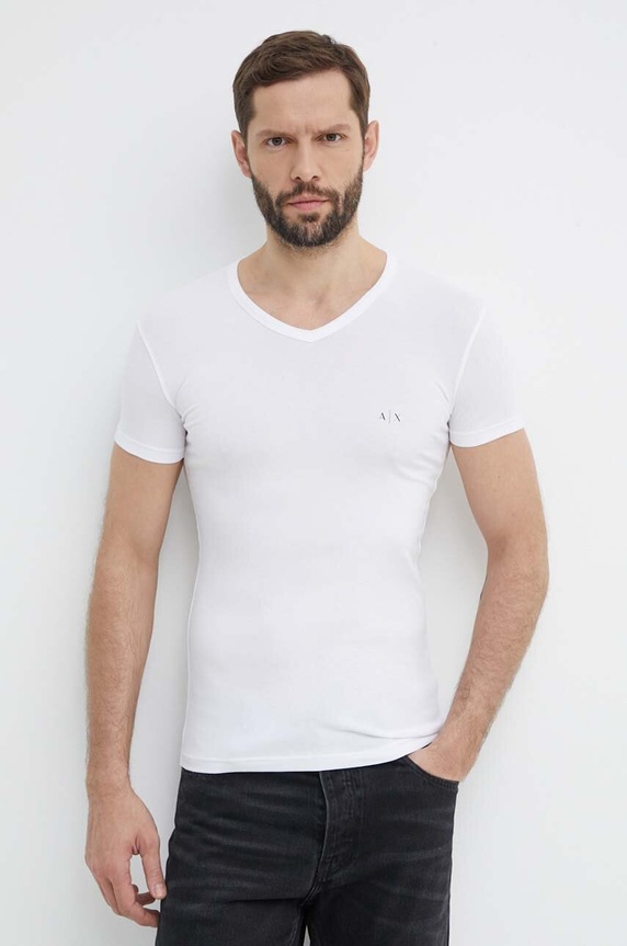 Armani Exchange - T-shirt (2-pack) z elastanem biały 956004.CC282