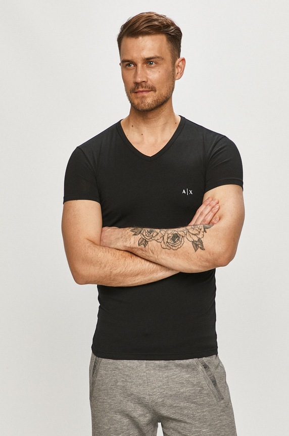 Armani Exchange - T-shirt (2-pack) z elastanem czarny 956004.CC282