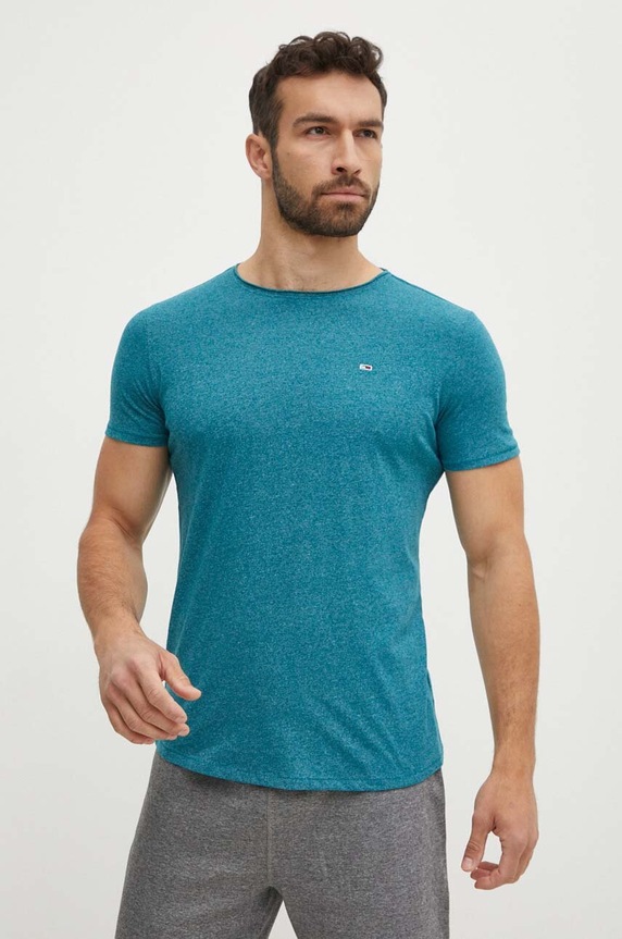 Tommy Jeans t-shirt regular turkusowy DM0DM09586