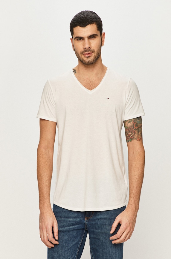 Tommy Jeans t-shirt melanzs fehér DM0DM09587
