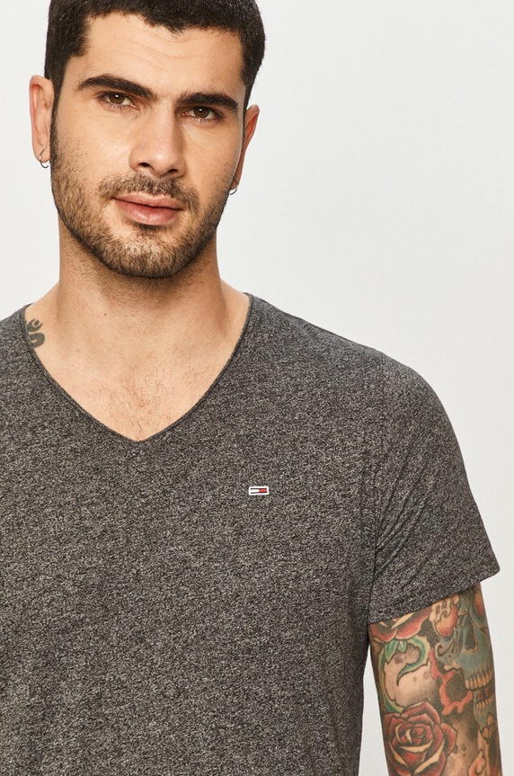 Tričko Tommy Jeans směs šedá DM0DM09587