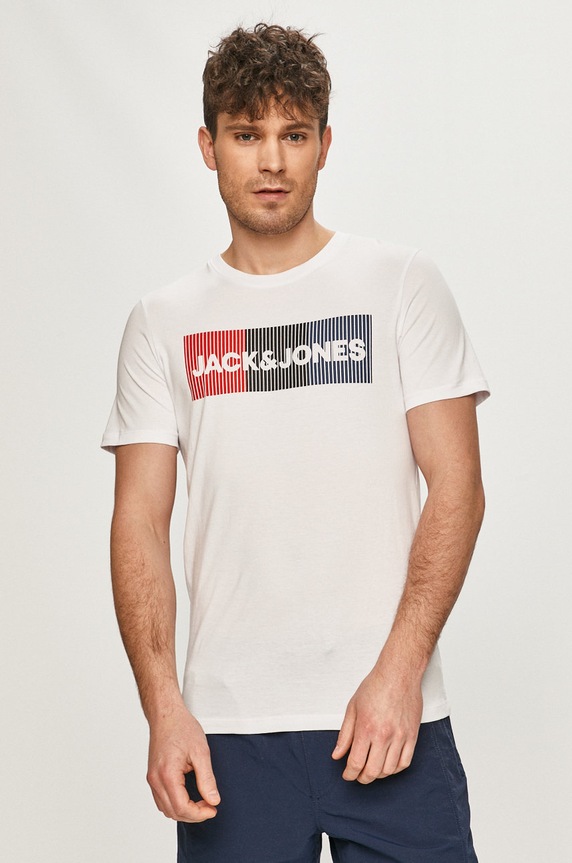 Jack & Jones - T-shirt nadruk biały 12151955.