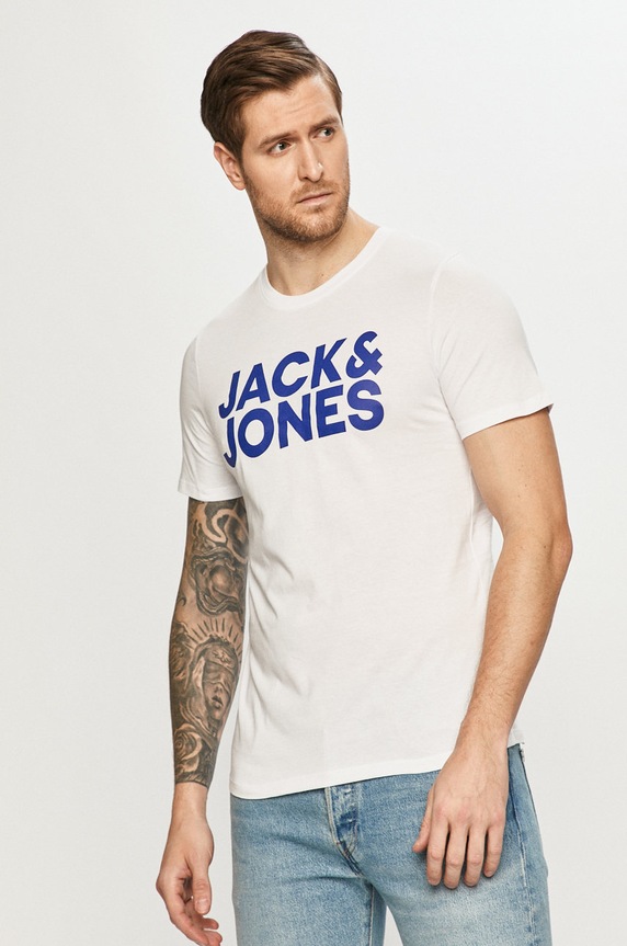 Jack & Jones T-shirt bawełniany nadruk biały 12151955..