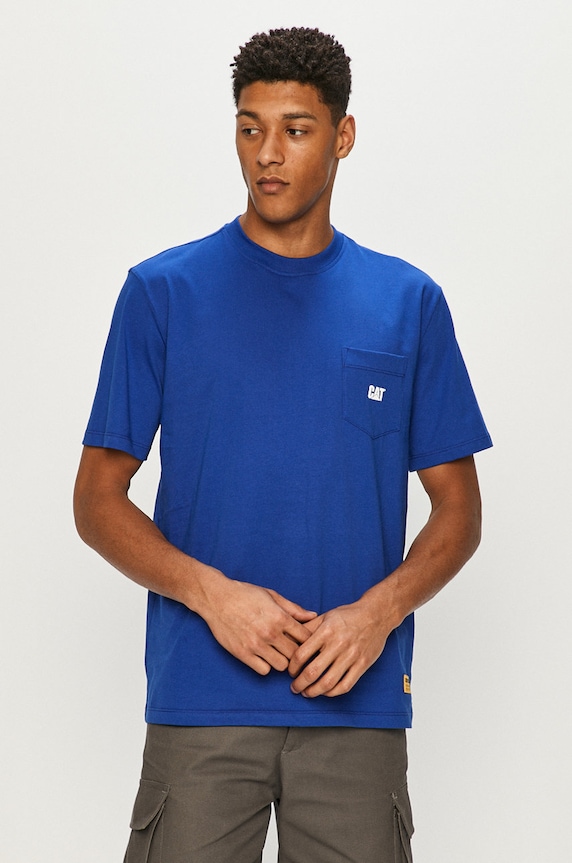 CAT Footwear tricou uni albastru 2511783.12926