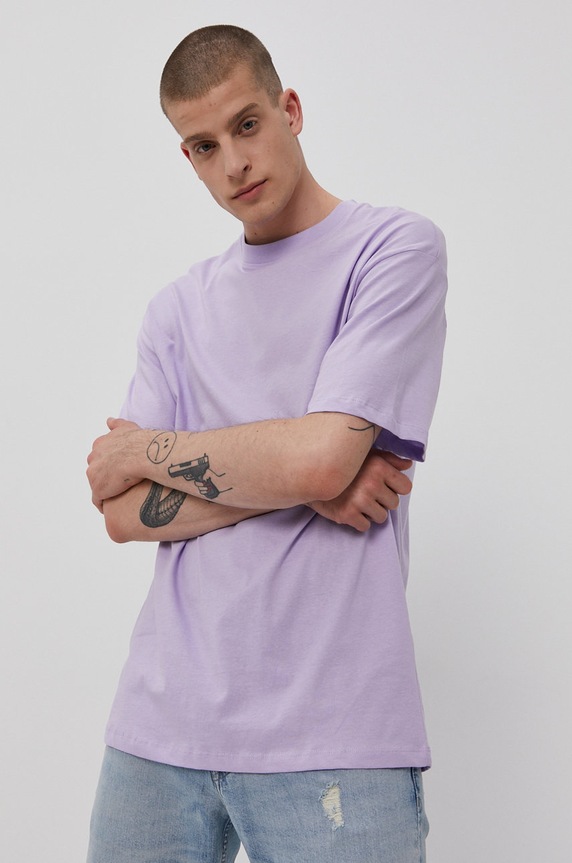 Bavlnené tričko Jack & Jones 12185628 fialová AA00