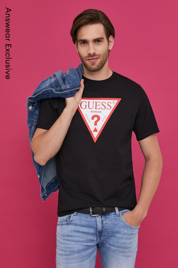 Guess T-shirt nadruk czarny M1GI65.I3Z11