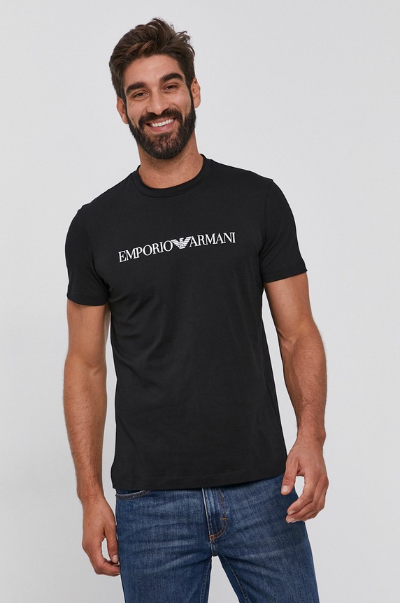 Emporio Armani pamut póló 8N1TN5.1JPZZ fekete AA00