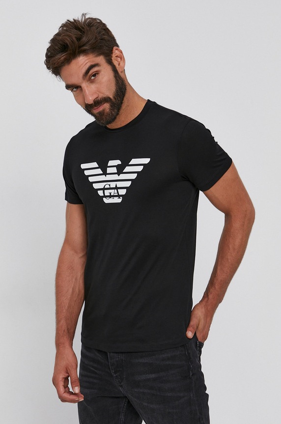 Emporio Armani tricou din bumbac print negru 8N1TN5.1JPZZ