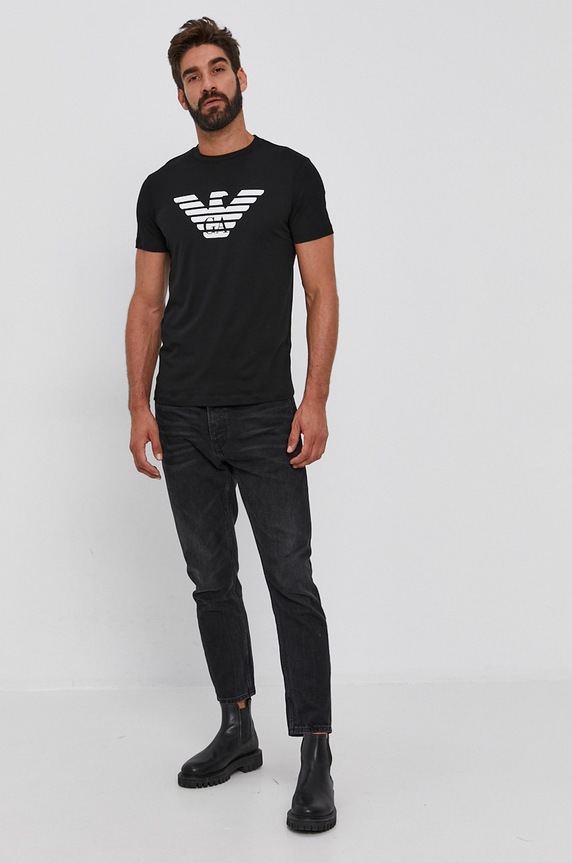 Emporio Armani tricou din bumbac 8N1TN5.1JPZZ negru AA00