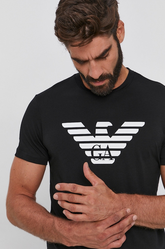 Emporio Armani tricou din bumbac negru 8N1TN5.1JPZZ