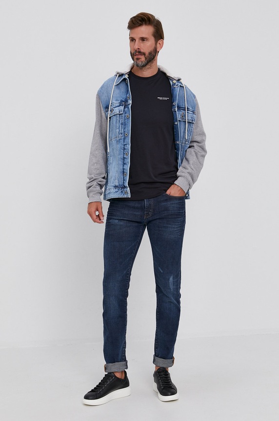 Armani Exchange pamut póló 8NZT91.Z8H4Z.NOS sötétkék AA00