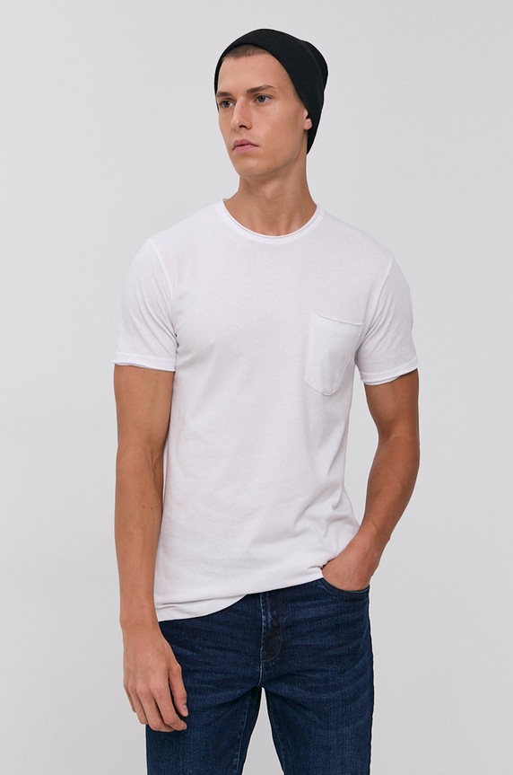 Solid T-shirt bawełniany bawełna biały 21103652.790001
