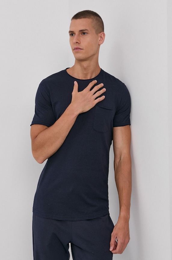Solid T-shirt bawełniany bawełna granatowy 21103652.791991