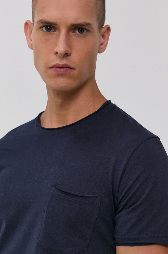 Solid T-shirt bawełniany granatowy 21103652.791991