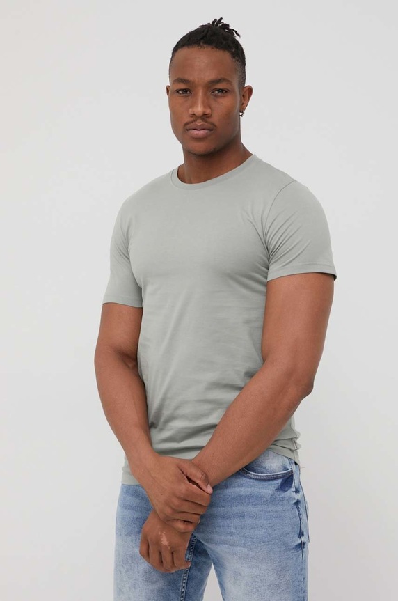 Jack & Jones t-shirt bawełniany bawełna zielony 12156101.SlateGray