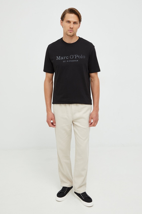 Marc O'Polo t-shirt bawełniany nadruk czarny 5000009406