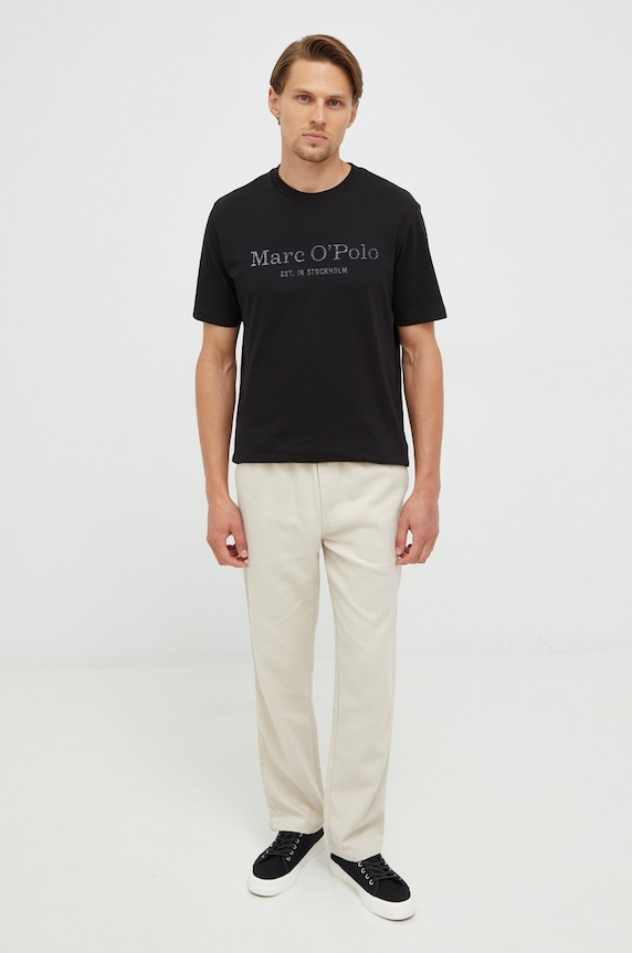 Marc O'Polo t-shirt bawełniany nadruk czarny 5000009406