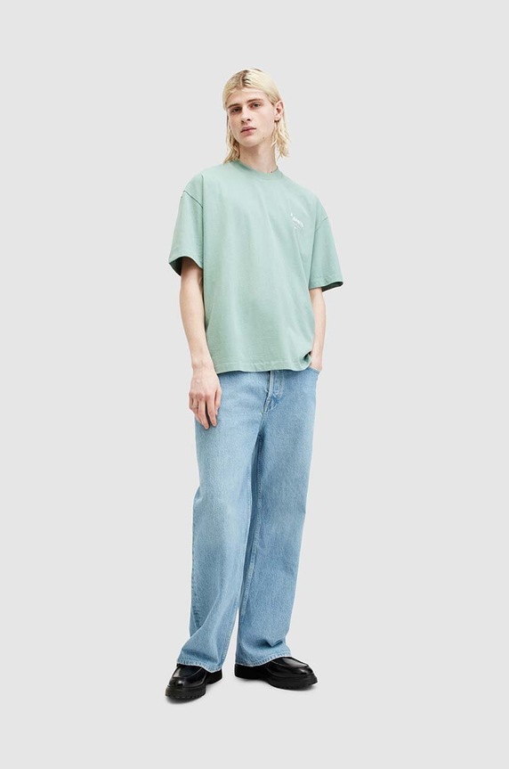 AllSaints t-shirt bawełniany UNDERGROUND SS CREW MG386W zielony