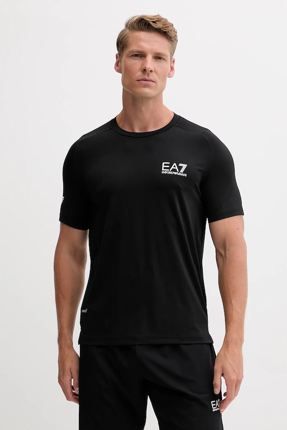 Μπλουζάκι EA7 Emporio Armani με ελαστάν μαύρο 8NPT22.PJEMZ.NOS