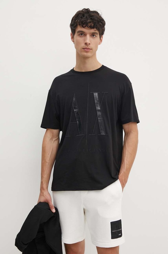 Bavlnené tričko Armani Exchange relaxed čierna 8NZTPQ.ZJH4Z.NOS