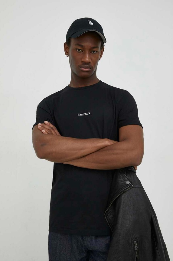 Les Deux tricou din bumbac print negru LDM101118.