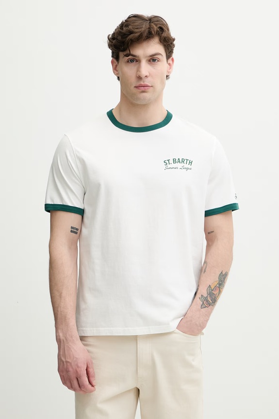 MC2 Saint Barth T-shirt męski bawełniany biały DENA002
