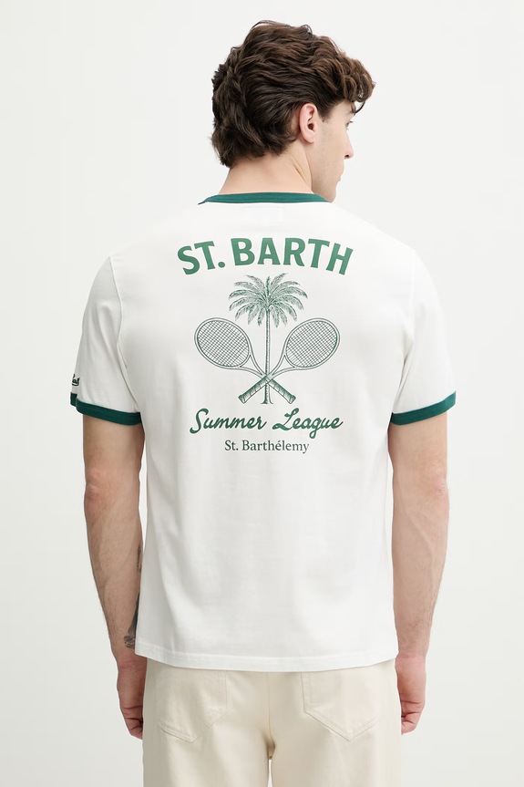 Odzież MC2 Saint Barth T-shirt męski bawełniany DENA002 biały